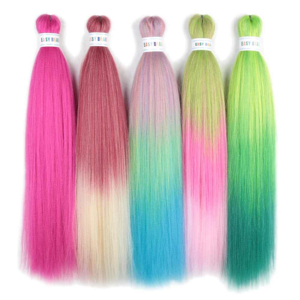 Легко накручиваемые синтетические косы Easy Braids 26 дюймов, цветные, предварительно растянутые, для плетения, омбре, прямые, длинные волосы Yaki (art.: 3920db9986b02) - 3920db9986b02