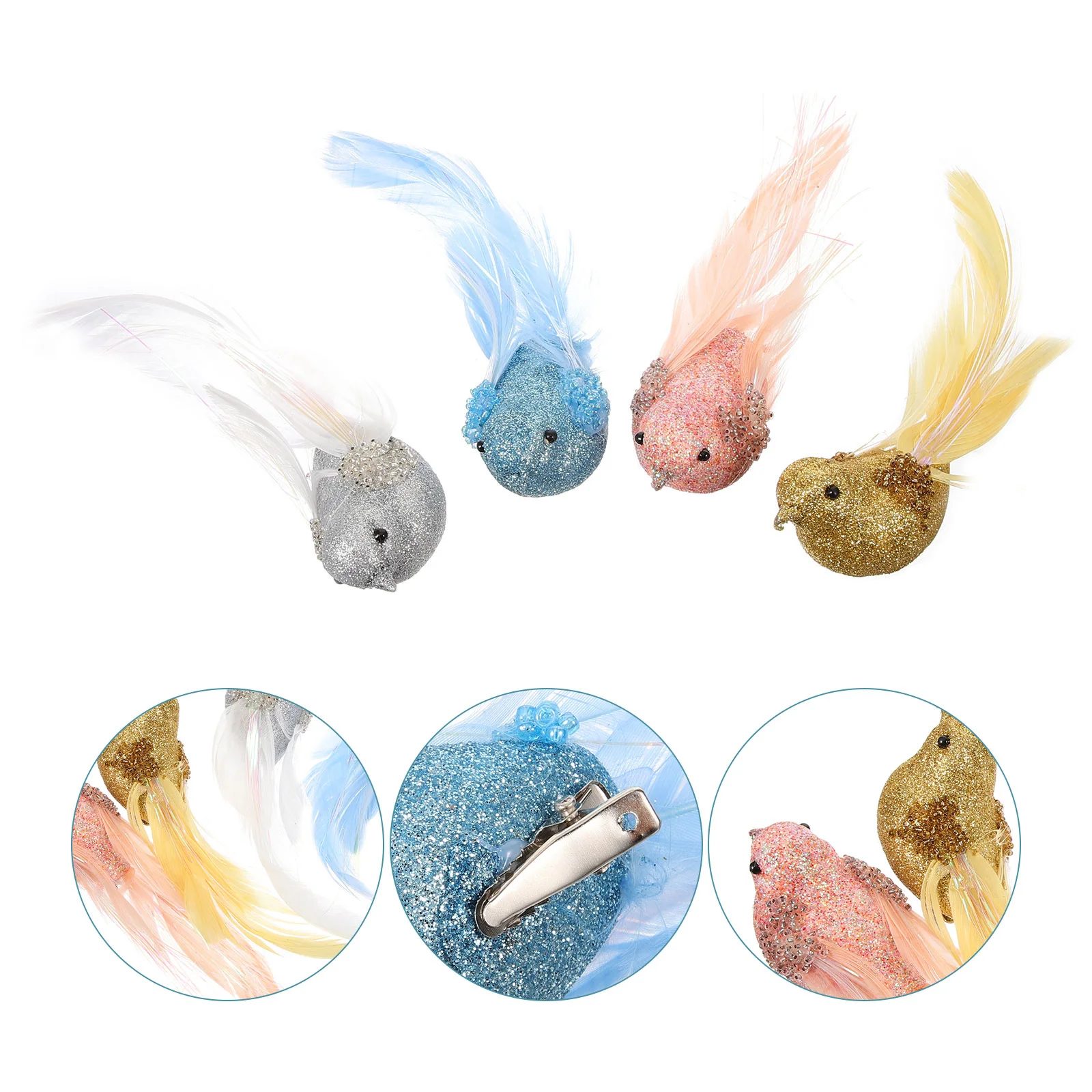 

4 pcs Foam Bird Decoration Small Bird Figurine Realistic Bird Ornament Bird Decor for Xmas Tree with Clips