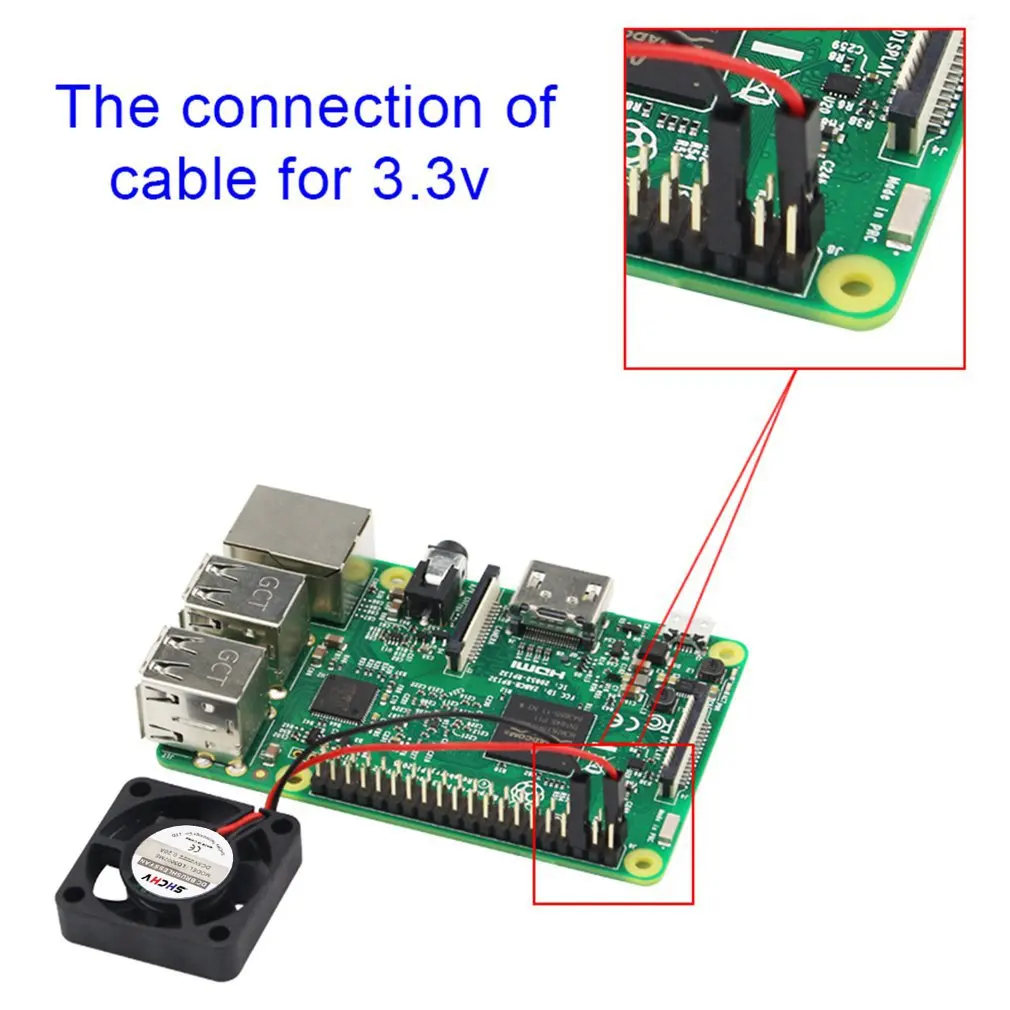 

Adjustable 5V 3.3V for Raspberry Pi CPU Fan Adjustable for Raspberry Pi 4 B / 3B+ / 3B / 2B / B+ CPU Cooling Fan