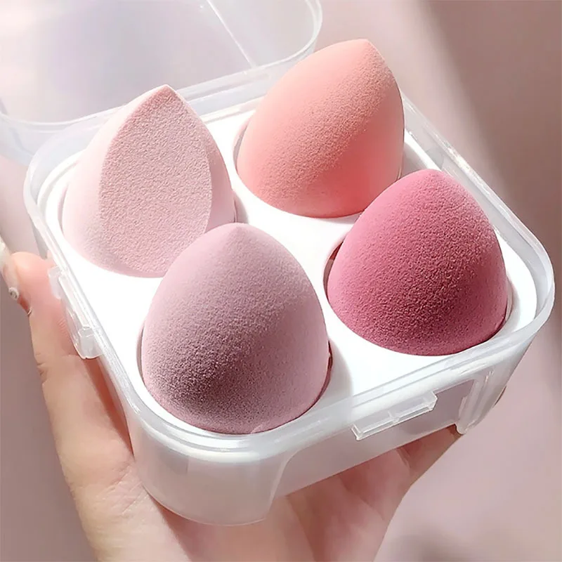 

New Beauty Egg Makeup Cosmetic Puff with Box 4 Color Makeup Sponge Cushion Foundation Powder Women Make Up Tool Accessories