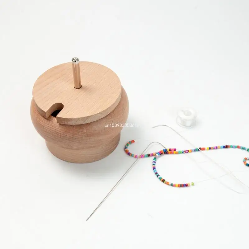 

Wood Spinning Bead Bowl with 2 Beading Needle & Bead Thread Bead Spinner for Jewelry Making DIY Seed Beads Crafting Dropship