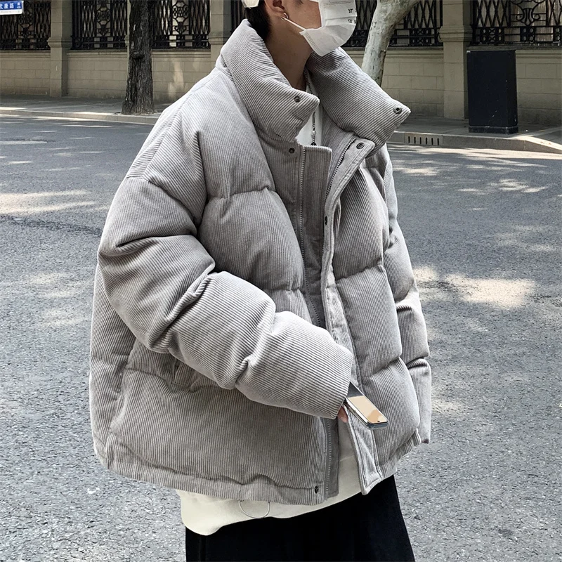Winter Jacket Men Warm Fashion Oversized Thicken Corduroy Jackets Mens Streetwear Korean Loose Thick Short Coat Men Clothes