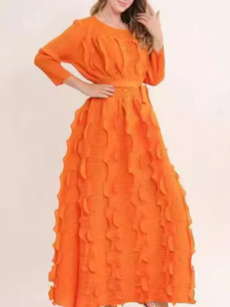 EGRM Miyake Плиссированное дизайнерское платье с оборками для женщин Роскошная юбка