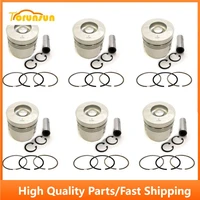 new 6 sets std piston kit with ring 1 12111 918 0 fit for isuzu 6bg1t engine 105mm