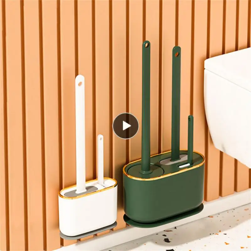 

Long Handle Toilet Flat Brush Round Brush Soft Toilet Brush Household Quick Dry Toilet Cleaning Wall Hanging Brush Tpr