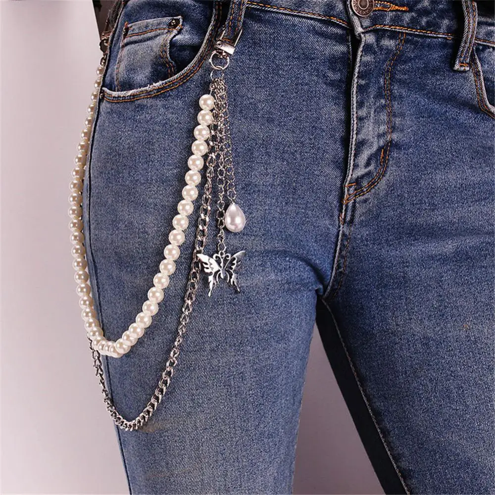 

Punk Metal Waist Chain Unisex Body Chain Simple Versatile Butterfly Hip Hop Jeans Stainless Steel Chain Clothing Accessories