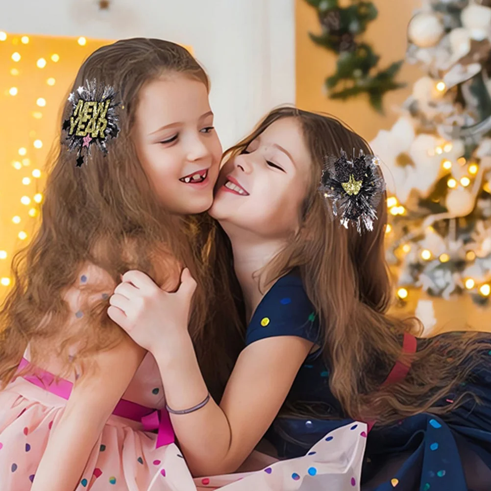 

4 Pcs Safety Hair Clips Spring Festival Accessories New Year Barrette Metal Years