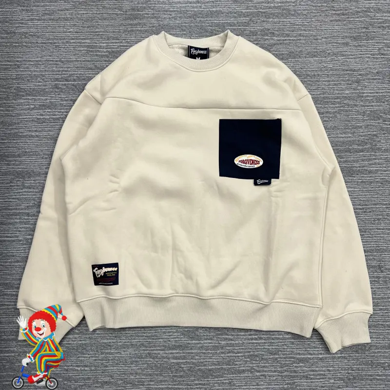 

Thick winter Fleece Forgiveness Sweatshirts Embroidery Letter Patchwork Men Women Pullover