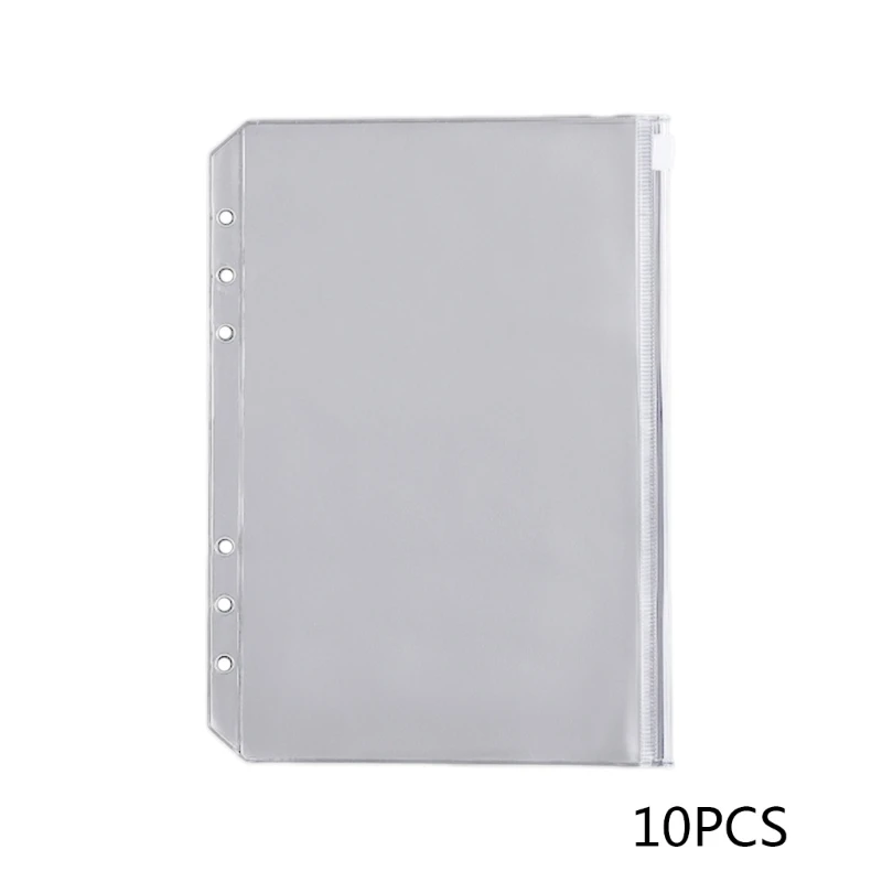 

10Pcs/set PVC Notebook Binder, Refillable Paper Translucent Binder Zipper Folder