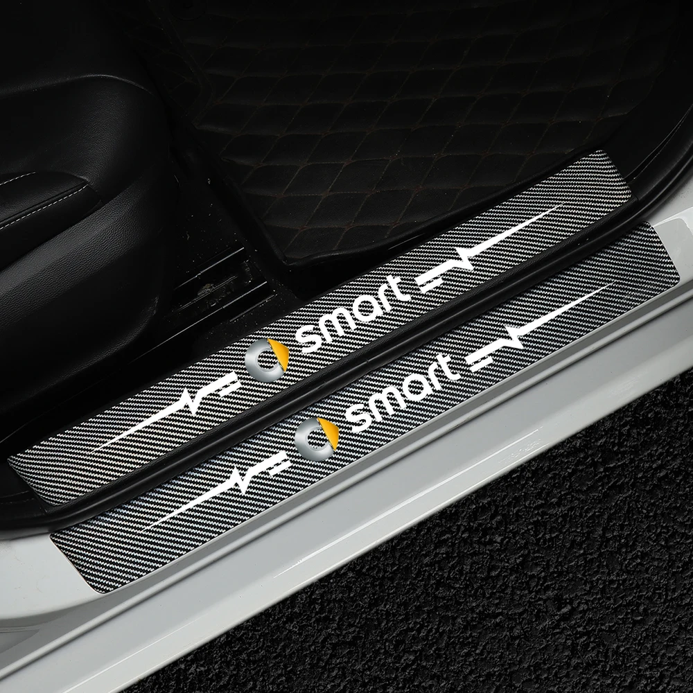 4 шт. защита порога двери автомобиля 5D кожаная наклейка на порог для Fmart Fortwo Forfour 453