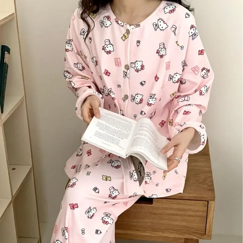 Sanrio Hello Kitty бархатные теплые пижамы милые мультяшные аниме креативные с длинными