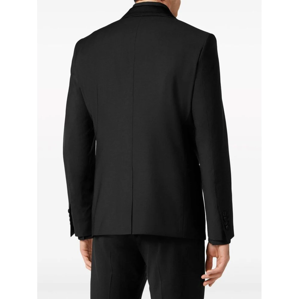 Элегантные черные мужские костюмы однобортные с бисером отворотом на спине