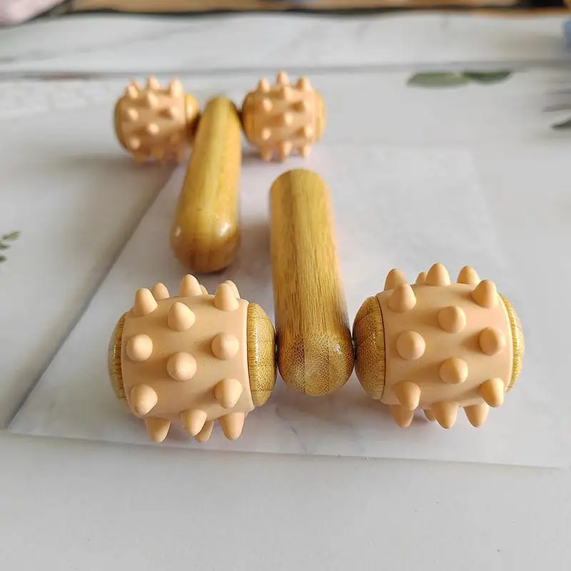 1 шт. ручной массажный ролик из массива дерева