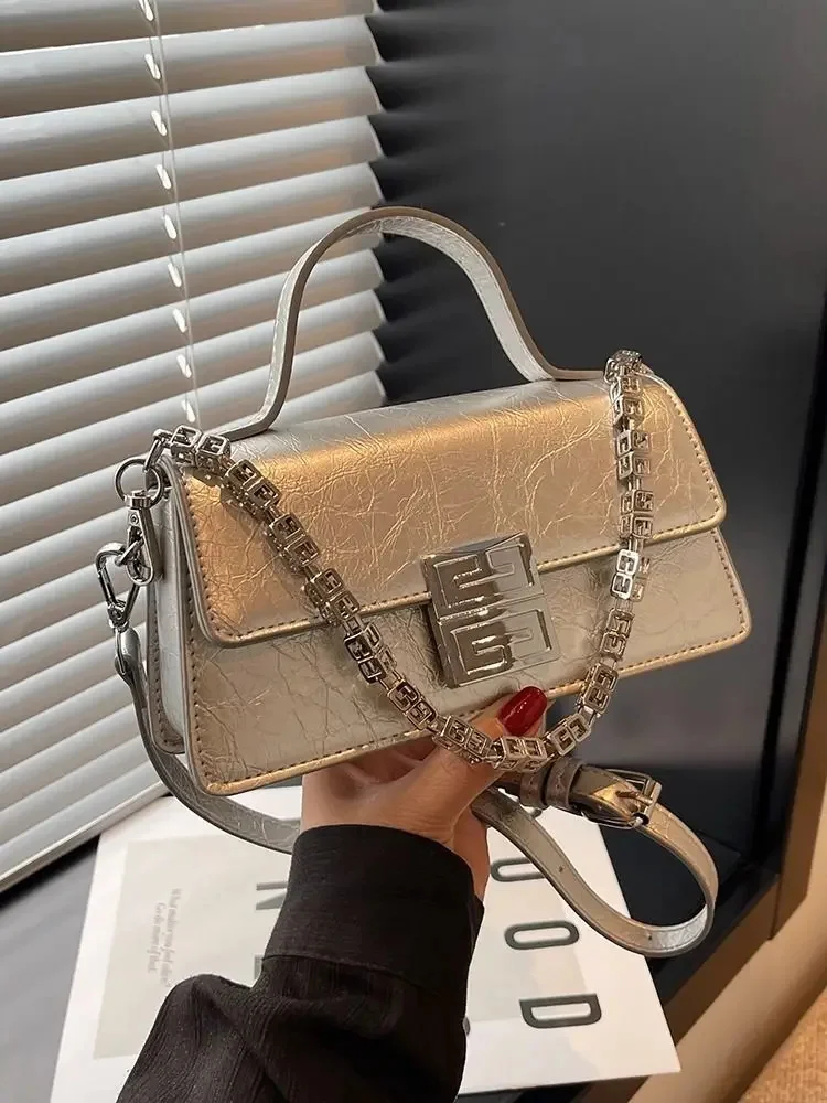 

New Fashion Simple Chain Women's Crossbody Bag Classic Top Handle Women's Handbag Real Cowhide Women's Wallet Shoulder Bag 2023
