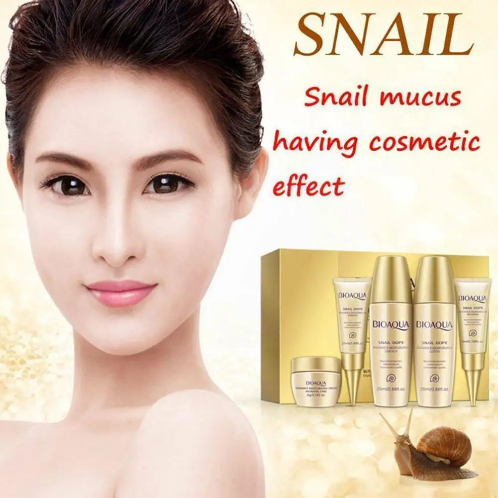

5pcs Bioaqua Snail Cream Set Face Serum Whitening Cream Snail Moisturizing Hyaluronic Face Cream Anti Acid Aging P4g9