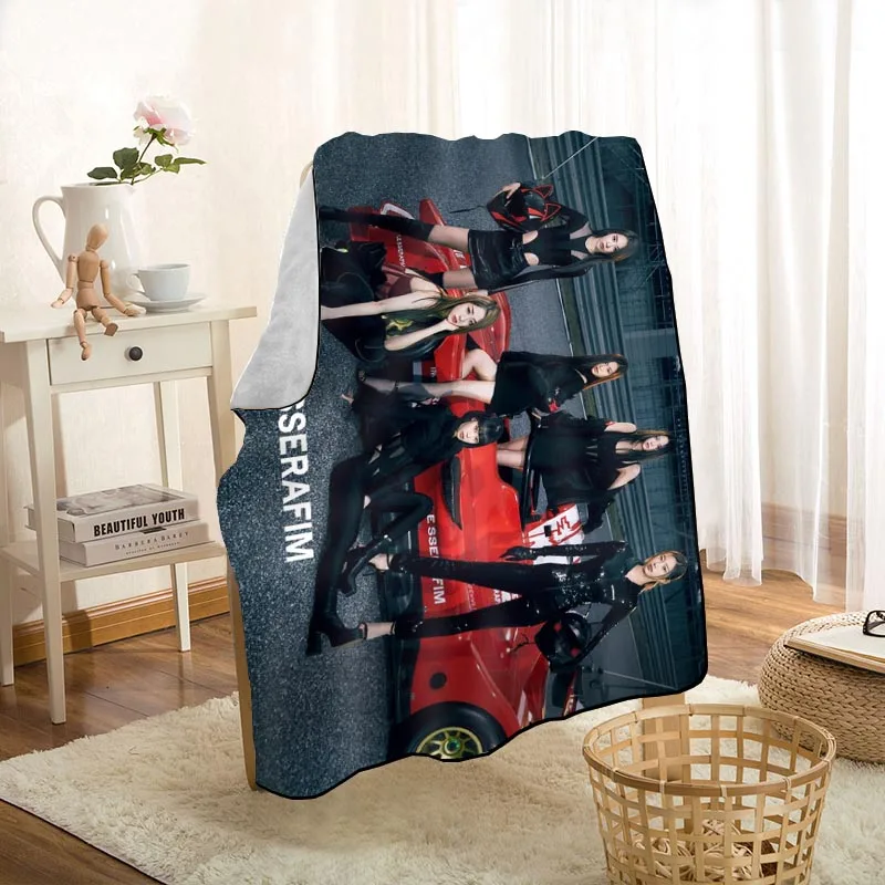 

HEARMNY LE SSERAFIM KPOP Blanket Super Soft Warm Microfiber Fabric Blanket For Couch Throw Travel Adult Blanket 0524