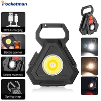 pocket mini led flashlight portable usb rechargeable keychain light outdoor waterproof work light magnetic cob light with tripod