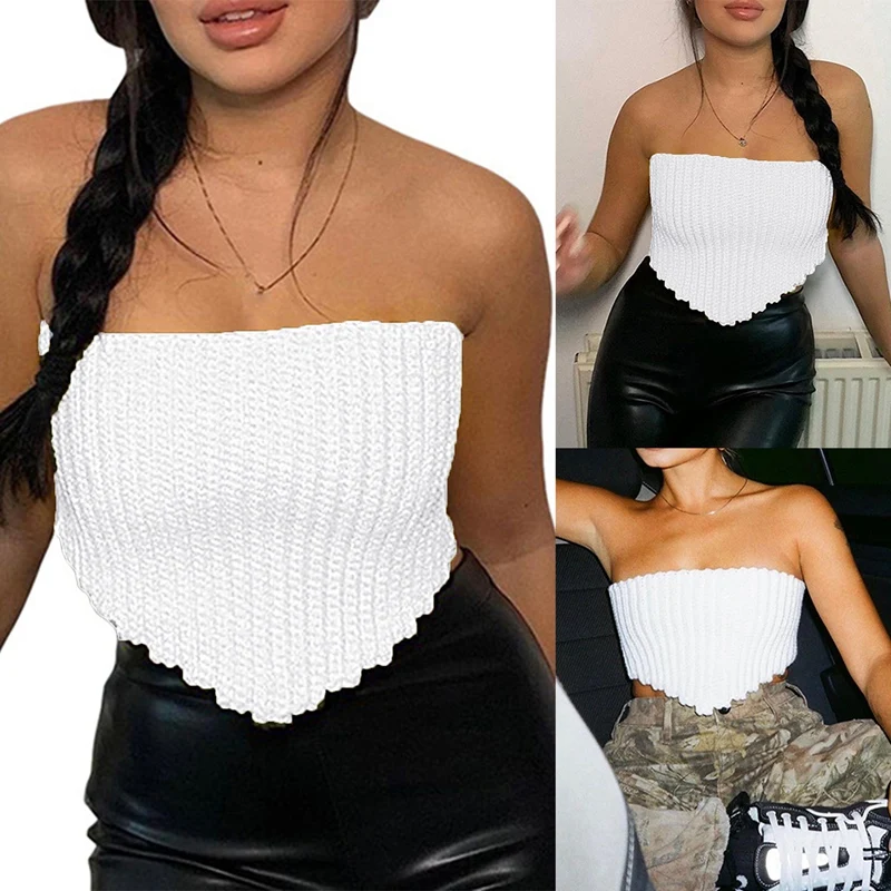 

Women's Fashion Candy Color Sexy One-Neck Slim Knit Sweater Small Vest White
