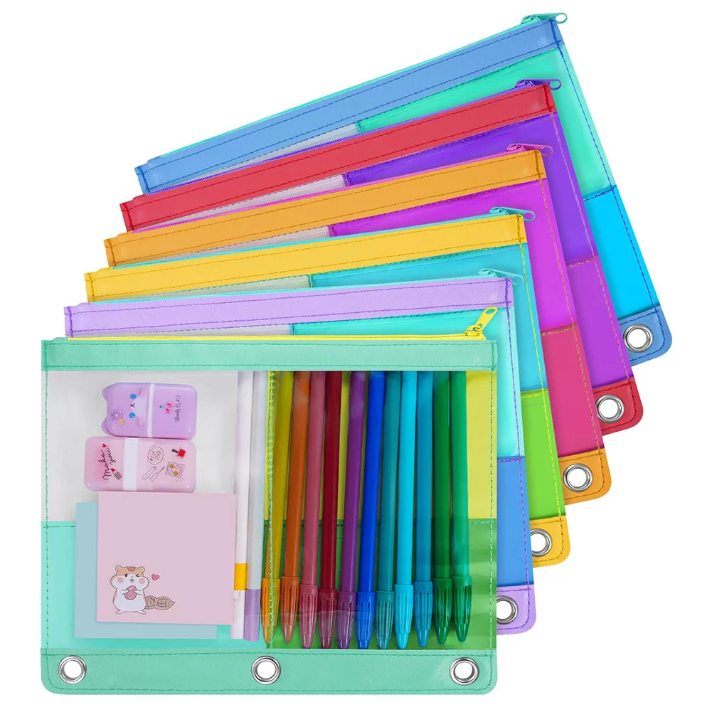 Bag,cute Pencil Pouch For 3 Ring Binder,bulk Pencil Pouch, Large Capacity,binder Pencil Pouch Case Smooth Zipper