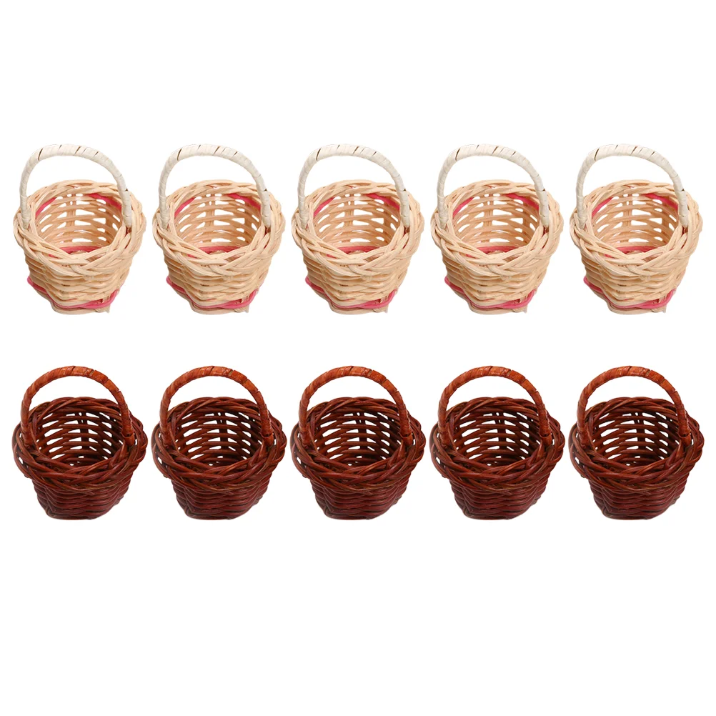 

Basket Mini Baskets Woven Flower Miniaturerattanwicker Picnic Tiny Decor Toy Easter Smallstorage Handle Ornament Rustic Willow
