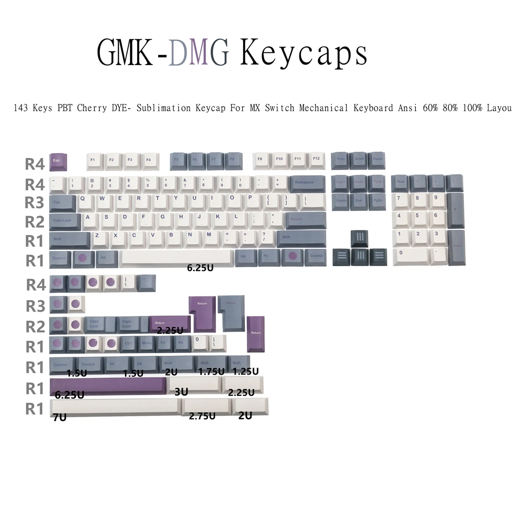 

142 Keys GMK DWG Keyboard Keycaps PBT 5 Sides Dye Sublimation Key Cap Cherry Profile Keycap With ISO Enter 1.75U 2U Shift