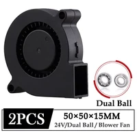 2pcs gdstime dc 24v fan 50x50x15mm 50mm dual ball bearing 3d printer radiator fan 5cm 5015 turbo radial blower cooling fan