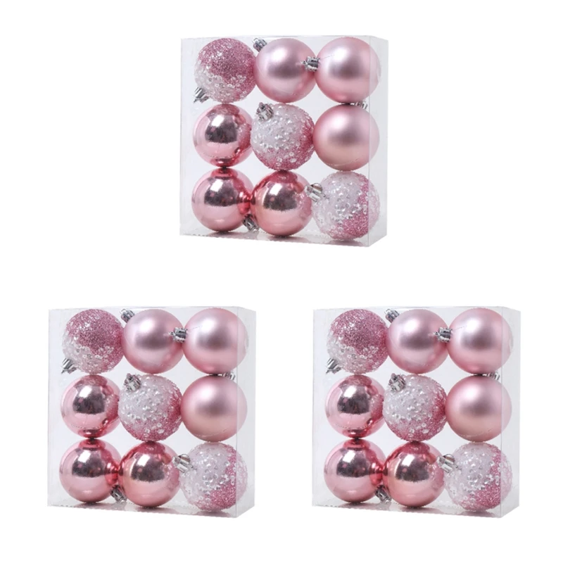 

Новогодние украшения в виде шаров для новогодней ёлки, 2,36 дюйма, розовые