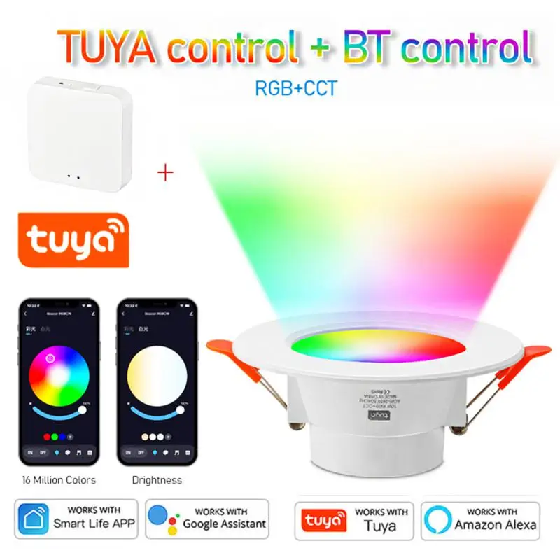 

Colorful Spot LED Ceiling Lamp Bluetooth-Compatible Recessed Round Light Smart Home Luminaire Dimmable Downlight 110V 220V Light