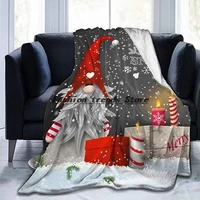 christmas santa gnome soft throw blanket lightweight flannel fleece blankets for bed sofa travel camping kids adults warm gift