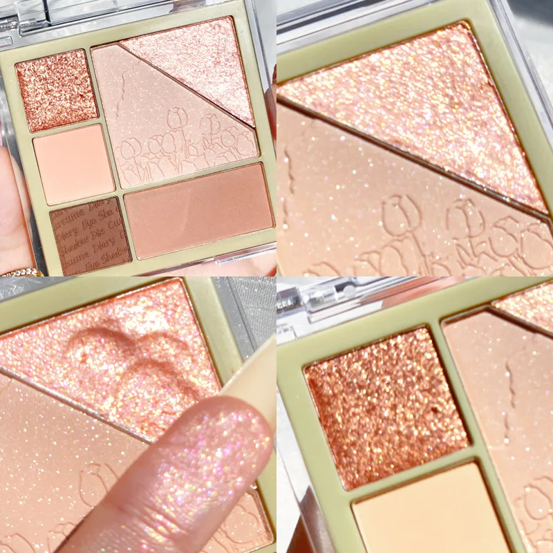 

XiXi Tulip Eye Shadow Pearlescent Matte Sequins Waterproof Small Plate Portable no Smudge Nude Makeup Lasting