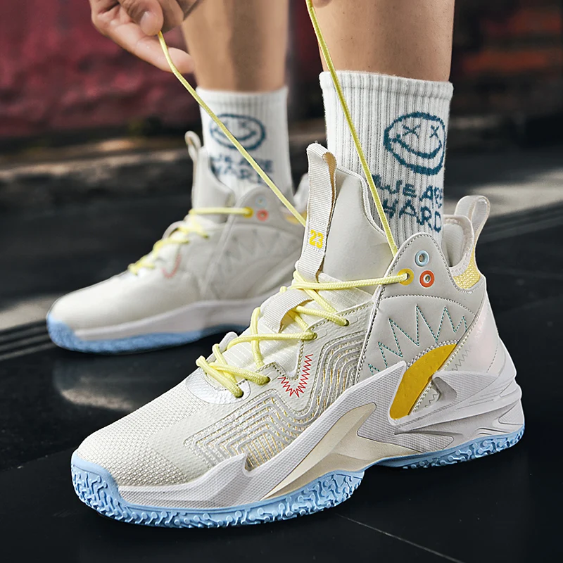 

Best Selling Basketball Shoes for Couples High Top Sport Shoes Mens Breathable Training Shoes Boys Non-Slip Basket Shoes Women