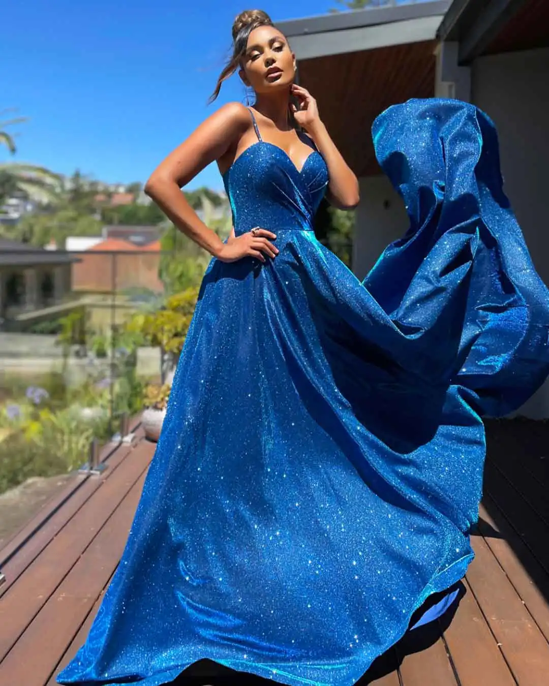 

Lover Kiss Summer Royal Blue Prom Dress Casual Sexy Giltter Backless Event Gown Vestidos Women Party Ball Gown Night Formal Robe