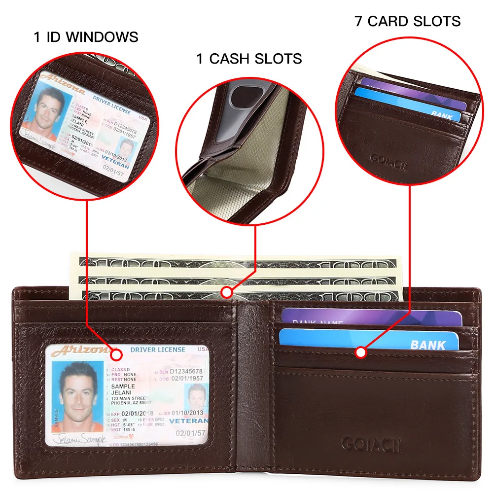 Кошелек мужской из натуральной кожи с RFID-блокировкой 100% | Багаж и сумки