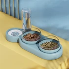 Устройство для кормления кошек, двойная миска для домашних питомцев, для собак и кошек, питьевые аксессуары