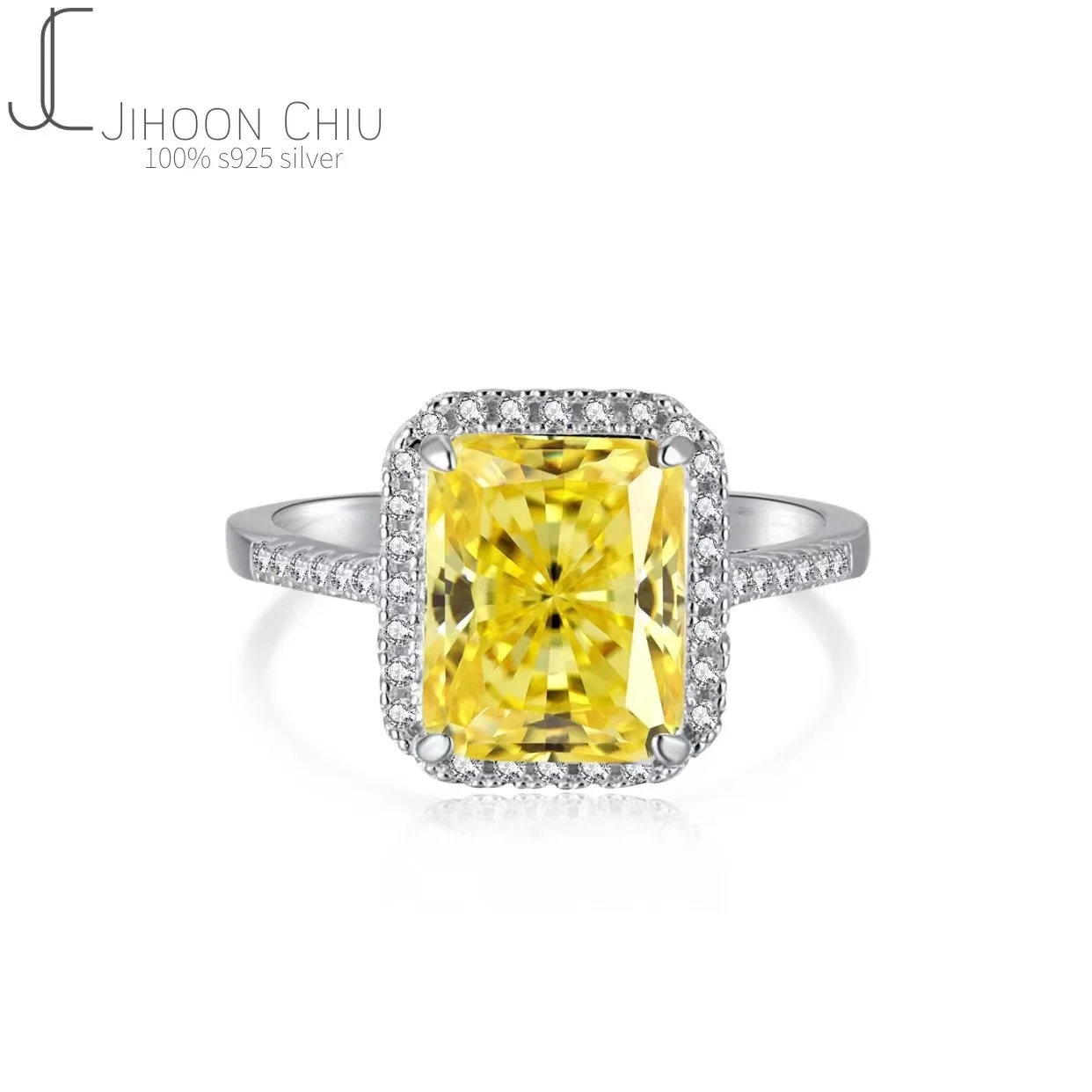 

Luxury 925 Sterling Silver Emerald Cut Created Moissanite Wedding Engagement Classic Women Rings Fine Jewelry Gift