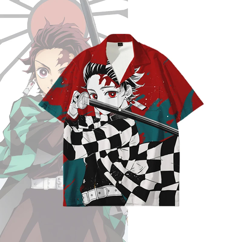 Костюм для косплея из аниме рассекающий демонов рубашка с коротким рукавом и