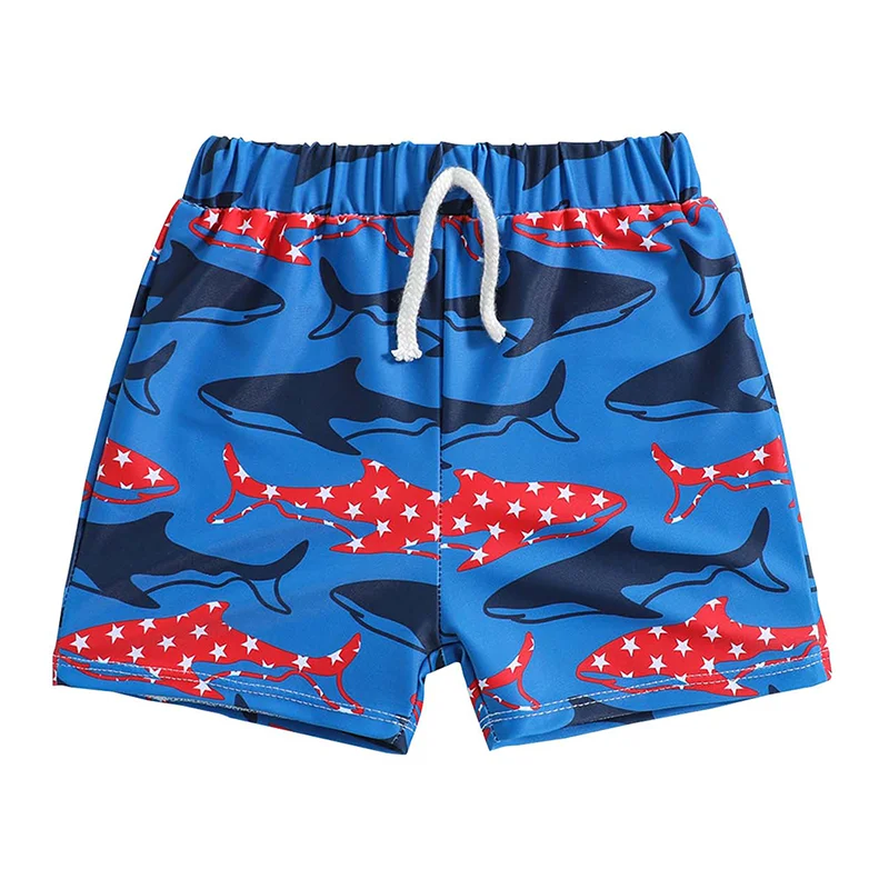 Плавки для мальчиков с изображением акулы пляжные шорты голубым мультяшным