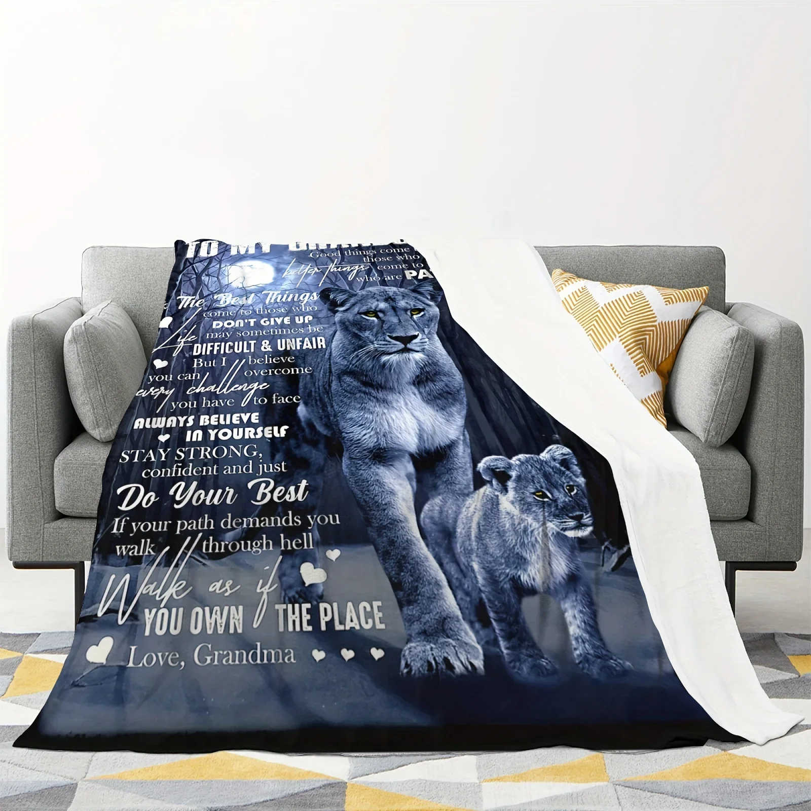 Фланелевое Одеяло с принтом в виде льва для моего внука из бабушки мягкий теплый