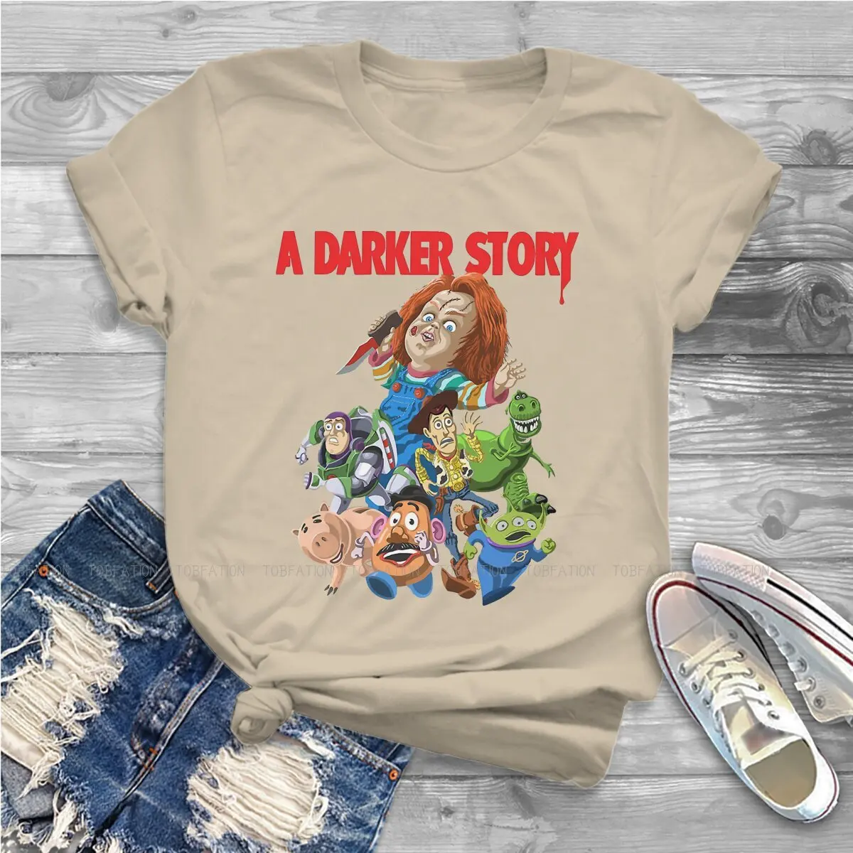 Темные новейшие футболки Чаки старомодные куклы Женские топы с графическим