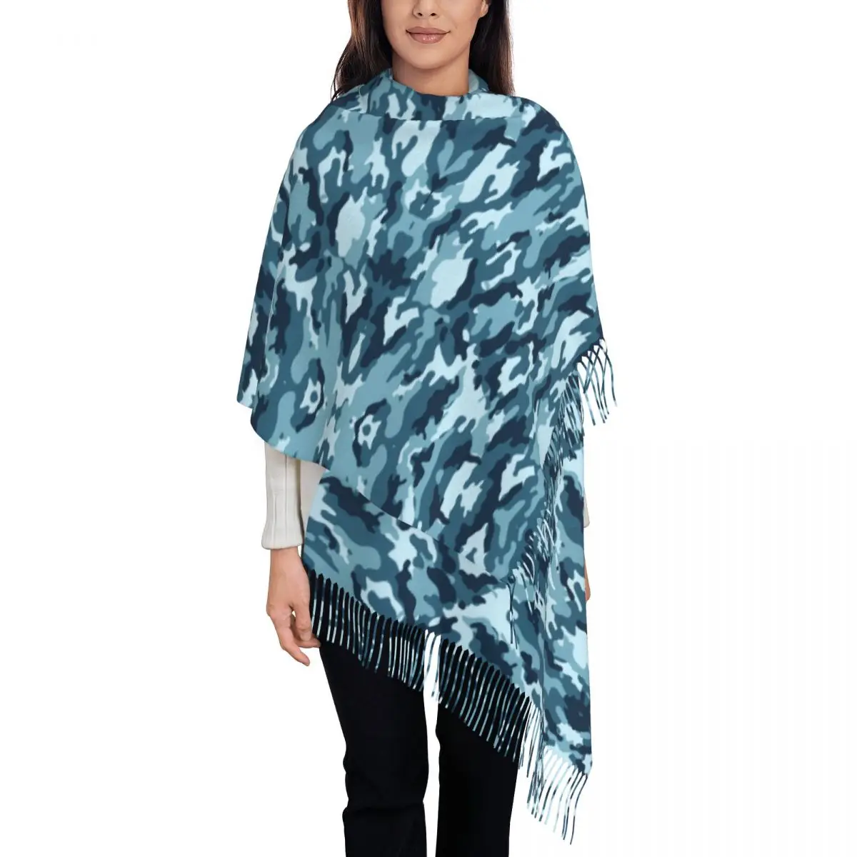 Текстура камуфляжный шарф-анмунирование для женщин длинные зимние теплые шаль с