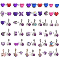 brace code 2pcslot pan spring new purple charm love floral diy beads pendant making mens womens childrens fine bracelets