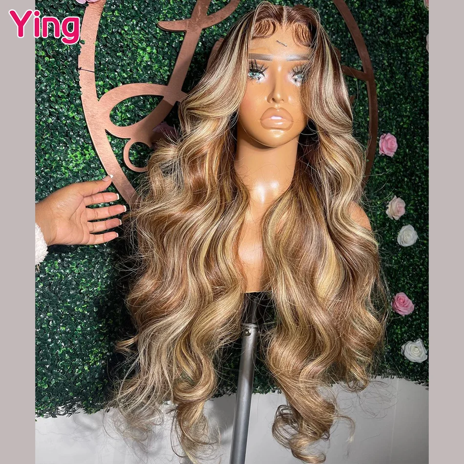 Ying Hair 4/27 Honey Blonde Body Wave 13x4 Lace Front Wig Human Hair 13x6 Lace Front Wig PrePlucked 5x5 HD Transparent Lace Wig