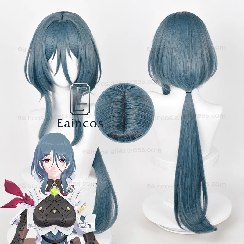 

Honkai: Star Rail Natasha Cosplay Wig 80cm Long Straight Blue Grey Wigs Heat Resistant Synthetic Hair