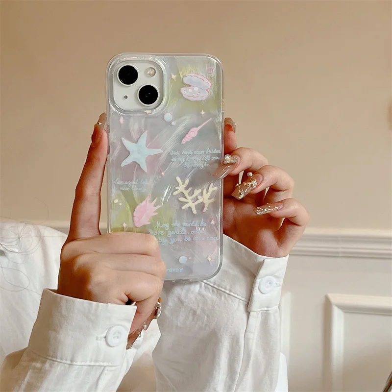 Чехол для телефона мечтательный и минималистский с перьями раковинами iPhone 12 13 14 15