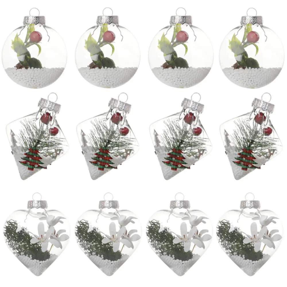 

Transparent Snow Ball Christmas Tree Pendant Decorative Ornament Creative Multi Shapes Simulation Decoration