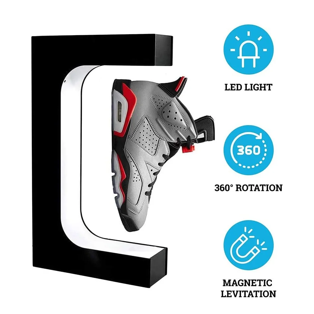 

Floating Shoe Display Magnetic Levitating Sneaker Stand Holder Rotation Acrylic Rack for Gift Advrtising Exhibition Storefront
