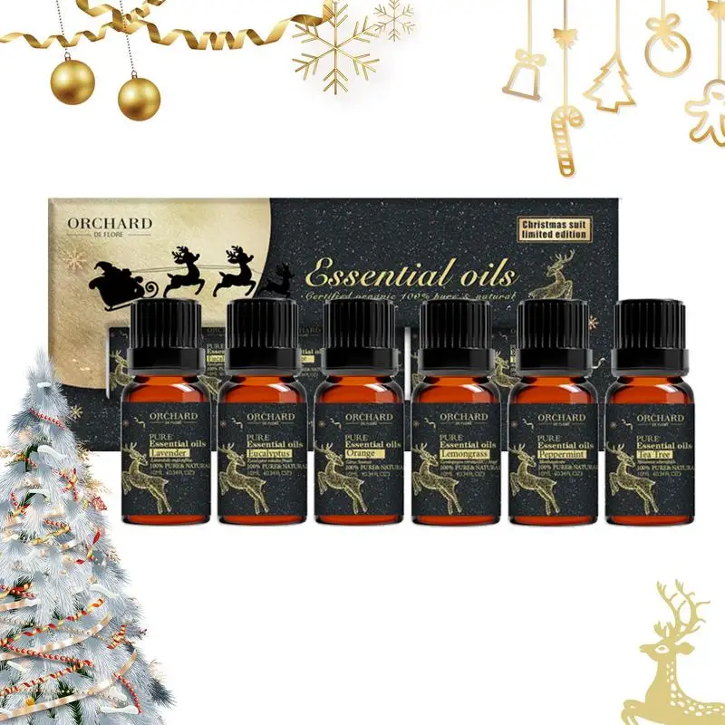 

Aromatherapy Oils Set Peppermint Tea Tree Lavender Eucalyptus Lemon Grass Orange Oils For Home Christmas Essential Oil Sets For