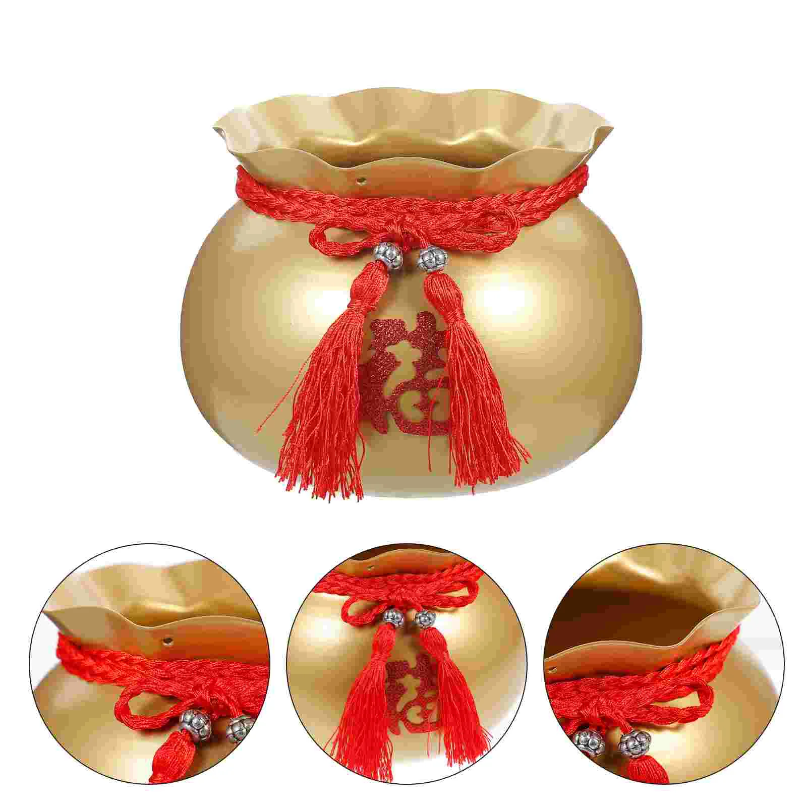 

Chinese New Year Flower Bucket Delicate Blessing Iron Bucket New Year Ornament
