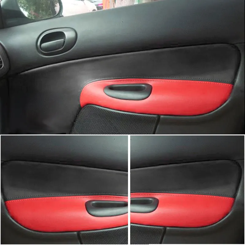 

Мягкий кожаный чехол на дверной подлокотник для Peugeot 206, Citroen C2, только 4 двери, панель внутренней двери автомобиля, чехол на подлокотник, кожаная отделка