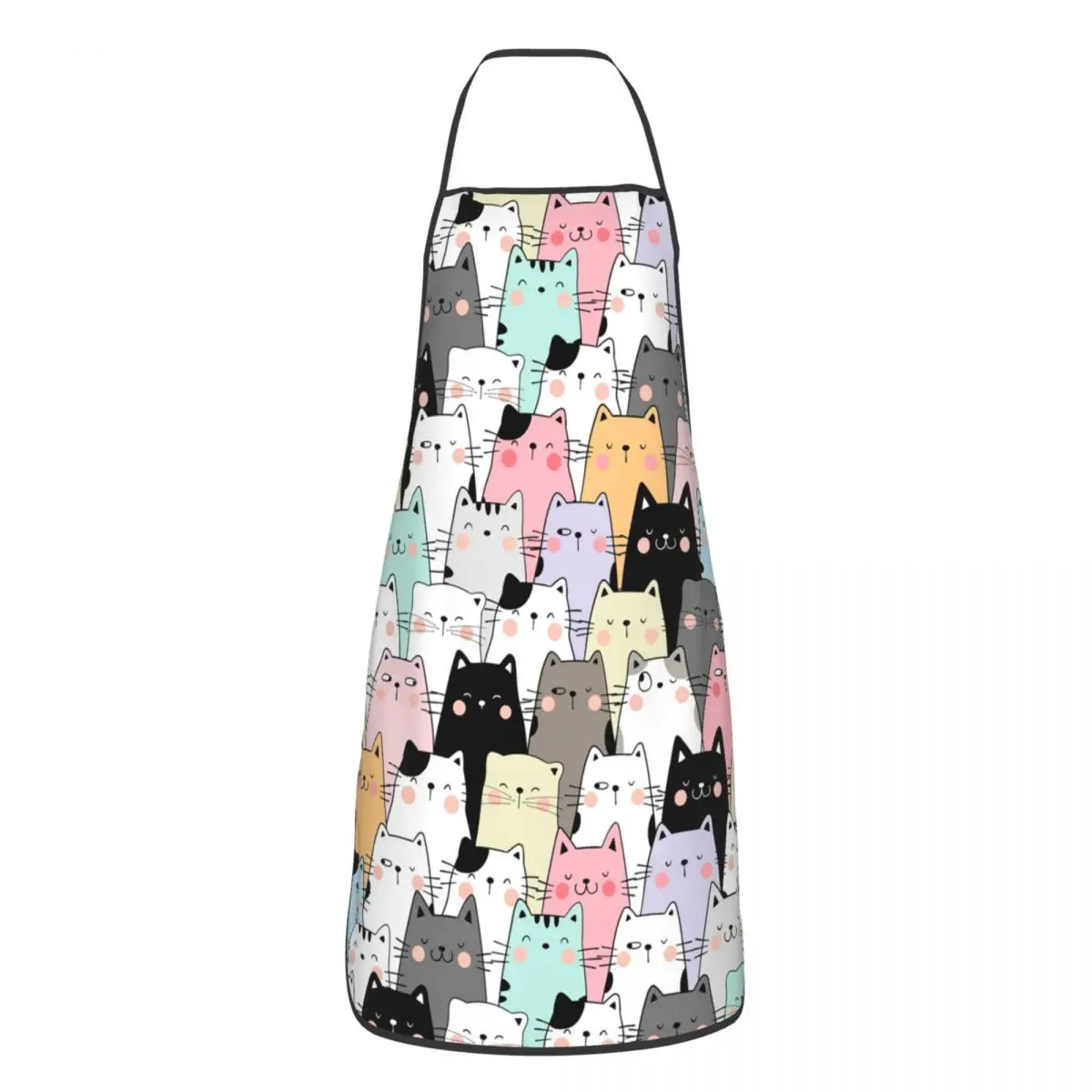 

Custom Bib Colorful Cats Kitten Aprons for Men Women Unisex Adult Chef Kitchen Cooking Cartoon Pet Tablier Cuisine Gardening